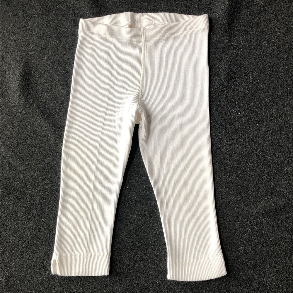 Hanna Andersson 100% Cotton Ribbed Capri Leggings White Size 120 (6-8Yrs)